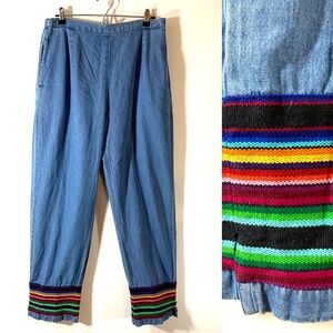 Tantrums High Rise Hippie Striped cuff Pull On Jeans